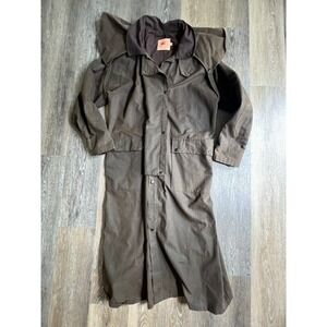 The Australian Outback Collection Duster Men Large Brown Oilskin Trench Coat
